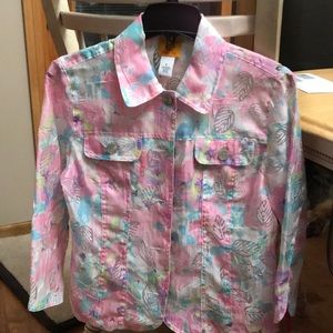 Light weight floral/leaf pastel jacket